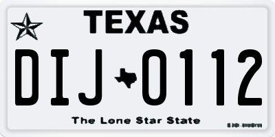 TX license plate DIJ0112