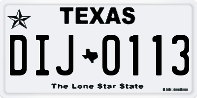 TX license plate DIJ0113