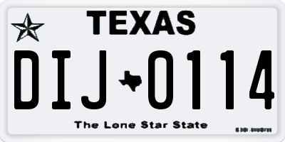 TX license plate DIJ0114