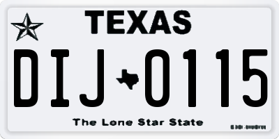 TX license plate DIJ0115