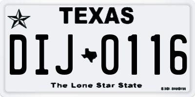 TX license plate DIJ0116