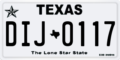 TX license plate DIJ0117