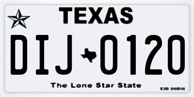 TX license plate DIJ0120