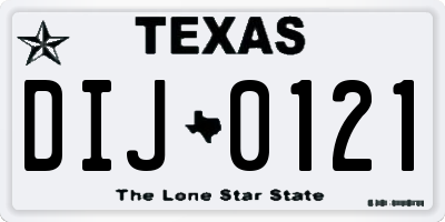 TX license plate DIJ0121