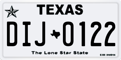 TX license plate DIJ0122