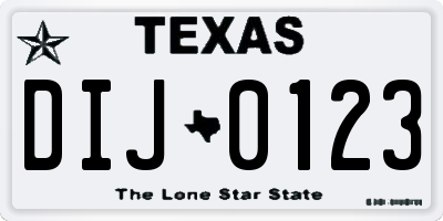 TX license plate DIJ0123