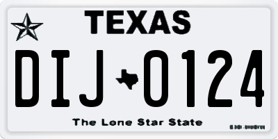 TX license plate DIJ0124