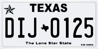 TX license plate DIJ0125