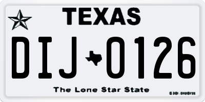 TX license plate DIJ0126