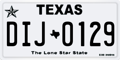 TX license plate DIJ0129