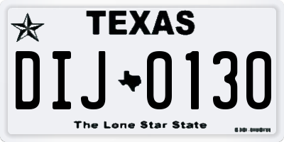 TX license plate DIJ0130