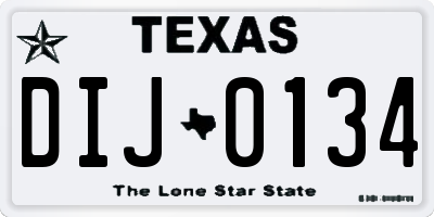 TX license plate DIJ0134