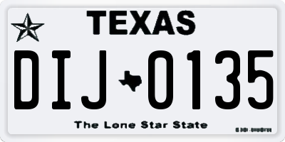 TX license plate DIJ0135
