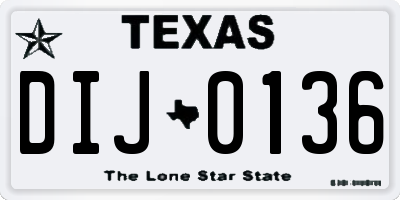 TX license plate DIJ0136