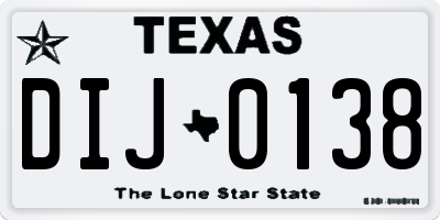 TX license plate DIJ0138