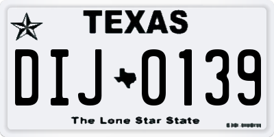 TX license plate DIJ0139
