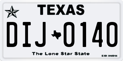 TX license plate DIJ0140