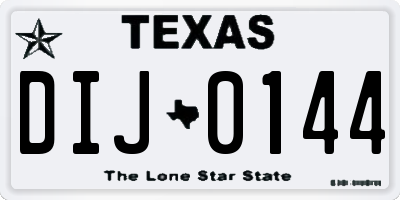TX license plate DIJ0144