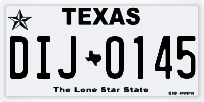 TX license plate DIJ0145