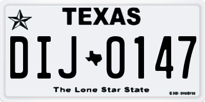 TX license plate DIJ0147