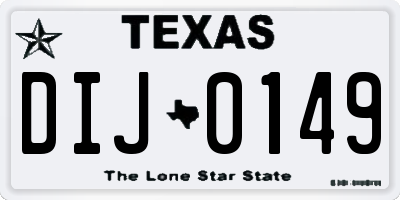 TX license plate DIJ0149