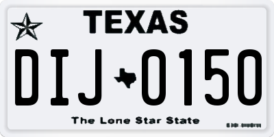 TX license plate DIJ0150