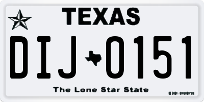 TX license plate DIJ0151