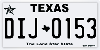 TX license plate DIJ0153