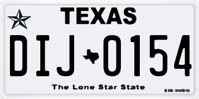 TX license plate DIJ0154