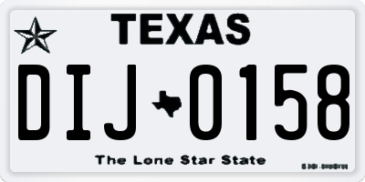 TX license plate DIJ0158