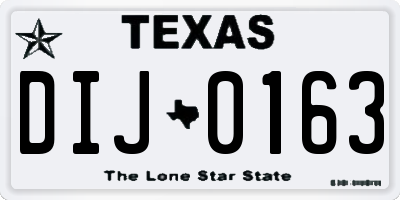 TX license plate DIJ0163