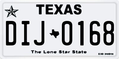 TX license plate DIJ0168