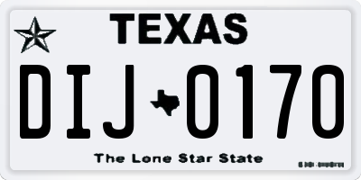 TX license plate DIJ0170