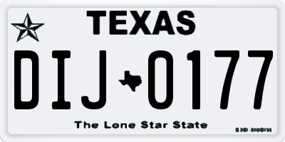 TX license plate DIJ0177