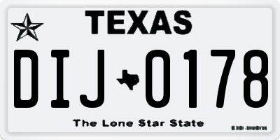 TX license plate DIJ0178