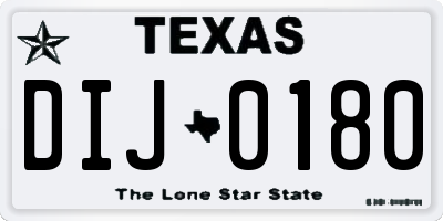 TX license plate DIJ0180