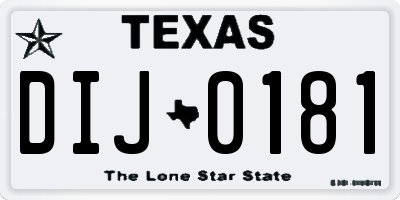 TX license plate DIJ0181