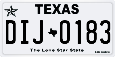 TX license plate DIJ0183
