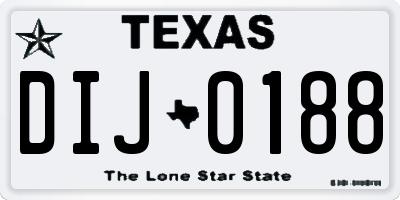 TX license plate DIJ0188
