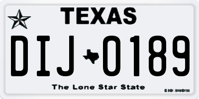 TX license plate DIJ0189