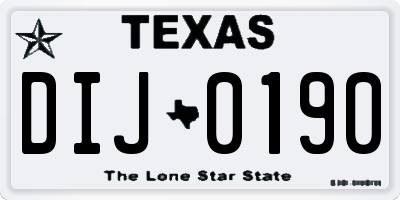 TX license plate DIJ0190