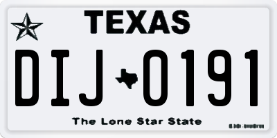 TX license plate DIJ0191