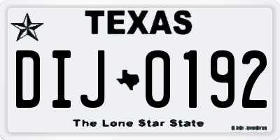 TX license plate DIJ0192