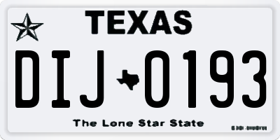 TX license plate DIJ0193