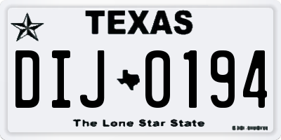 TX license plate DIJ0194