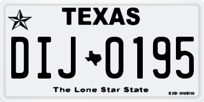 TX license plate DIJ0195