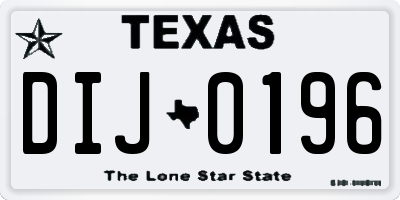 TX license plate DIJ0196