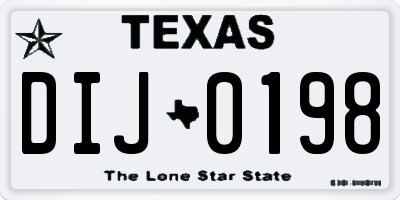 TX license plate DIJ0198