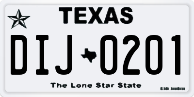 TX license plate DIJ0201