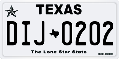TX license plate DIJ0202